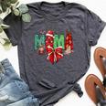 Christmas Mama Coquette Bow Mama Claus Christmas Tree Cake Bella Canvas T-shirt Heather Deep Teal