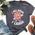 Saying I Pee When I Laugh Flower Fun Pun Gag Men Bella Canvas T-shirt Heather Deep Teal