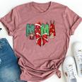 Christmas Mama Coquette Bow Mama Claus Christmas Tree Cake Bella Canvas T-shirt Heather Dark Grey