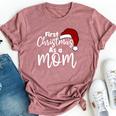 First Christmas As A Mom Family Matching New Mommy Xmas Bella Canvas T-shirt Heather Dark Grey
