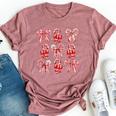 Candy Cane Christmas Coquette Holiday Christmas Women Bella Canvas T-shirt Heather Mauve