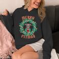 Merry Pitmas Pitbull Dog Christmas Candy Canes Glow Wreath Unisex Hoodie
