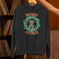 Merry Pitmas Pitbull Dog Christmas Candy Canes Glow Wreath Unisex Hoodie