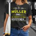 Damen Das Ist Ein Müller Ding Spruch Für Familie Müller Mit-Ausschnitt T-Shirt Geschenke für Sie