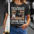 Women's Das Lese Ich Bücher Trinke Wein Und Ich Weiß Dinge T-Shirt Geschenke für Sie