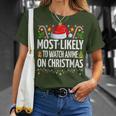 Most Likely To Watch Anime On Christmas Cool Anime Christmas T-Shirt Gifts for Her