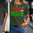 Team Naughty Nice Santa Hat Christmas Matching Couple T-Shirt Gifts for Her