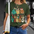 Vintage Groovy Christmas Santa Claus Christmas Vibes T-Shirt Gifts for Her