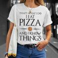 Pizza Das Ist Was Ich Essen Und Weiß Dinge German Gray T-Shirt Geschenke für Sie