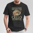 Das Ist Was Ich Mach Ich Spiel Das Cello Und Weiß Dinge T-Shirt Lustige Geschenke