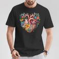 Herz Blumen Menschliches Organ Anatomie Liebe T-Shirt Lustige Geschenke