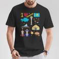 I Love Kazakhstan Hand Drawn Kazakh Landmarks Flag And Map T-Shirt Lustige Geschenke