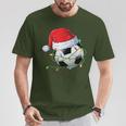 Christmas Soccer In Santa Hat Wrapped In Holiday Lights T-Shirt Personalized Gifts