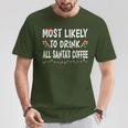 Most Likely To Drink All Santa Coffee Family Christmas T-Shirt Personalized Gifts