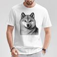 Dog Fingerprint Shiba Inu Dad Mom Gray T-Shirt Lustige Geschenke