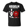 Damen Lustige Kugel & Kegel I Kegeln I Kegeln Ist Mein Ding Mit-Ausschnitt T-Shirt