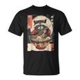 Retro Racoon Eating Ramen Japanese Cat Meme Animals T-Shirt