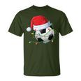 Christmas Soccer In Santa Hat Wrapped In Holiday Lights T-Shirt