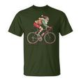 Retro Santa Riding Bicycle Cycling Biking Elf Bike Christmas T-Shirt