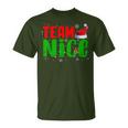 Team Naughty Nice Santa Hat Christmas Matching Couple T-Shirt
