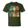 Vintage Groovy Christmas Santa Claus Christmas Vibes T-Shirt
