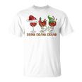 Drink Drank Drunk Wine Santa Christmas Blue T-Shirt