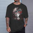 Anime Manga Motif Red-Eyes Illustration Anime T-Shirt Gifts for Him