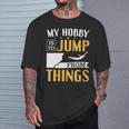 Damen Cliff Jump Mein Hobby Iston Dingen Zu Springen Klippenspringen Mit-Ausschnitt T-Shirt Geschenke für Ihn