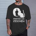 Erkenne Die Zeichen Wkekatze Schattenspiel Cats T-Shirt Geschenke für Ihn