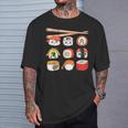 Happy Sushi Anime Kawaii Set For Japanese Food Lovers T-Shirt Gifts for Him