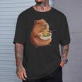 Kawaii Capybara Eating Ramen Noodles Anime Japanese T-Shirt Gifts for Him
