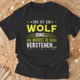 Damen Das Ist Ein Wolf Ding Spruch Für Familie Wolf Mit-Ausschnitt T-Shirt Geschenke für alte Männer