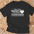 Women's Mein Herz Brennt Für Meinen Fireman Fire Brigade T-Shirt Geschenke für alte Männer