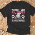 Women'sorsichtor Dem Frauchen Der Hund Ist Harmlos T-Shirt Geschenke für alte Männer