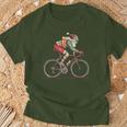 Retro Santa Riding Bicycle Cycling Biking Elf Bike Christmas T-Shirt Gifts for Old Men