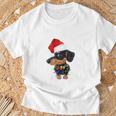 Christmas Outfit Women's Christmas Hat Dog Dachshund T-Shirt Geschenke für alte Männer