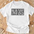 Mv Initials M Name Surname Onomastics Onomatology Gray T-Shirt Geschenke für alte Männer