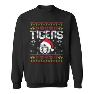 Tiger Wearing Santa Hat Xmas Party Ugly Christmas Tiger Sweatshirt - Thegiftio