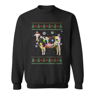 Ugly Cow Christmas Sweater Santa Hat And Light Up Xmas Sweatshirt - Thegiftio