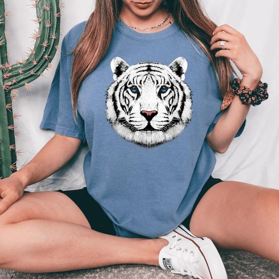 T-Shirt Fille Manches Courtes Avec Tête De Tigre - 100% Polyester Doux, Léger (Tailles 5-13 Ans)